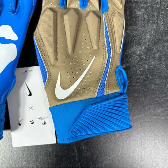 NIKE D TACK X OFF WHITE MENS FOOTBALL GLOVES SIZE LARGE BLUE KHAKI NEW - Picture 5 of 8